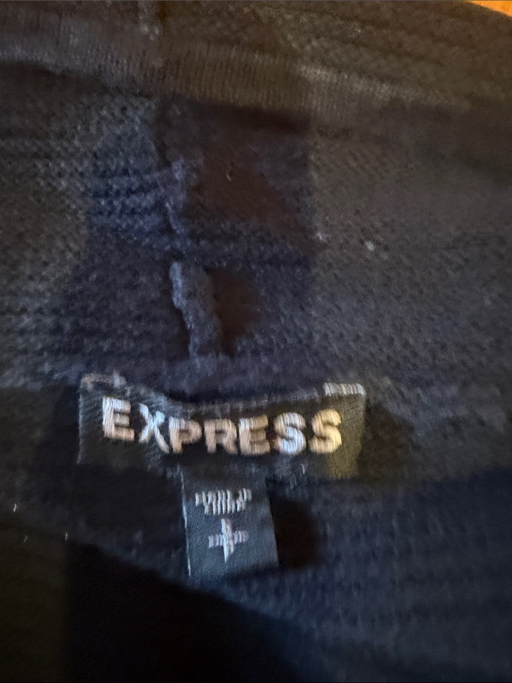 Express Black Ribbed Open-Front Cardigan Jacket - Picture 2 of 4